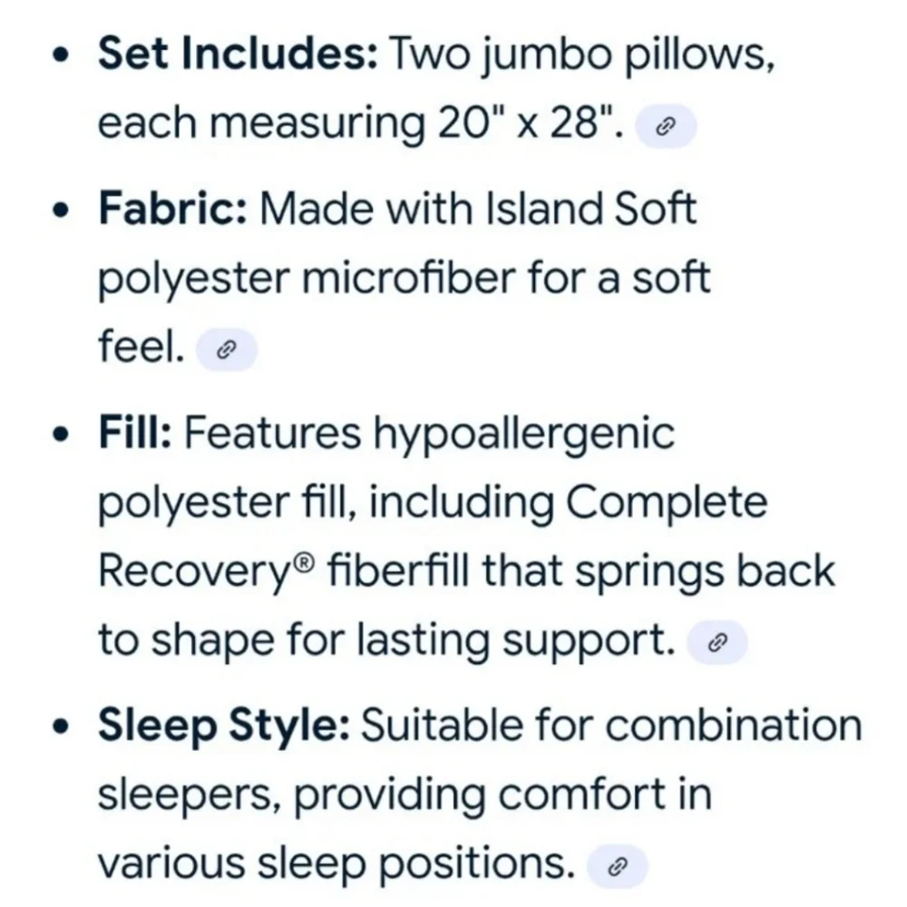 Tommy Bahama Home Ultimate Comfort Pillow Set of 2 Jumbo 20 x 28 Queen BNWT SO